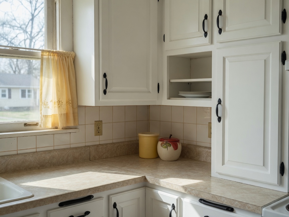 Painted white kitchen cabinets
