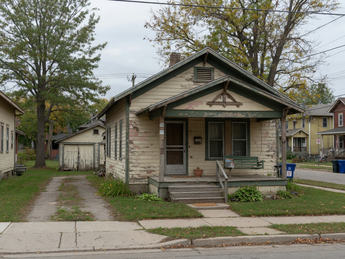 Weathered Madison bungalow before painting